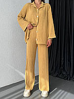 Теплый полосатый костюм из кофты на пуговках и брюк 42-48 (в расцветках)