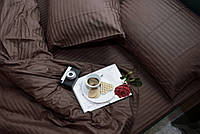 Stripe LUX CHOCOLATE 1/1см (Двуспальный на резинке) Комплект постельного белья