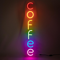 Неоновая вывеска "Coffe" Mono вертикальная 100х650мм