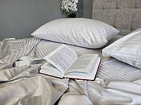 Stripe LUX PEARL 1/1см (Двуспальный на резинке) Комплект постельного белья