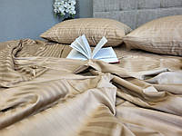 Stripe LUX BEIGE TONE 1/1см (Двуспальный на резинке) Комплект постельного белья