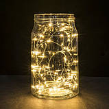 Гірлянда проволока тепло-біла з живленням від пласких батарейок (3 метри)(набір з 12 шт), фото 5