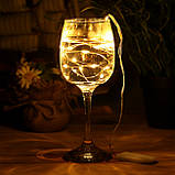 Гірлянда проволока тепло-біла з живленням від пласких батарейок (3 метри)(набір з 12 шт), фото 6