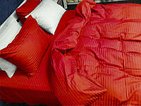 Сатин Stripe ELITE, RED 1/1см (Двуспальный на резинке) Комплект постельного белья