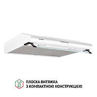 Кухонная вытяжка Perfelli PL 6042 W LED, белая плоская стандартная под навесной шкаф со стеклянным козырьком