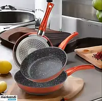 Наборы сковородок мраморное покрытие Cheffinger CF-FA 03 (Наборы кухонной посуды 3 шт.)