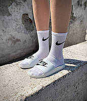 Жіночі шльопанці Nike white black logo