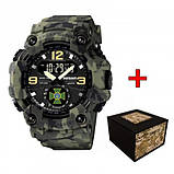 Тактичний багатофункціональний годинник з подвійним часом Patriot 004 Camo Green DPS + Box, фото 2