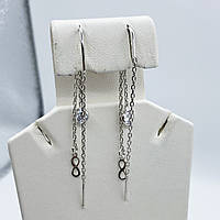 Сережки- протяжки срібні з кубічним цирконієм "Нескінченність" 1,78 г
