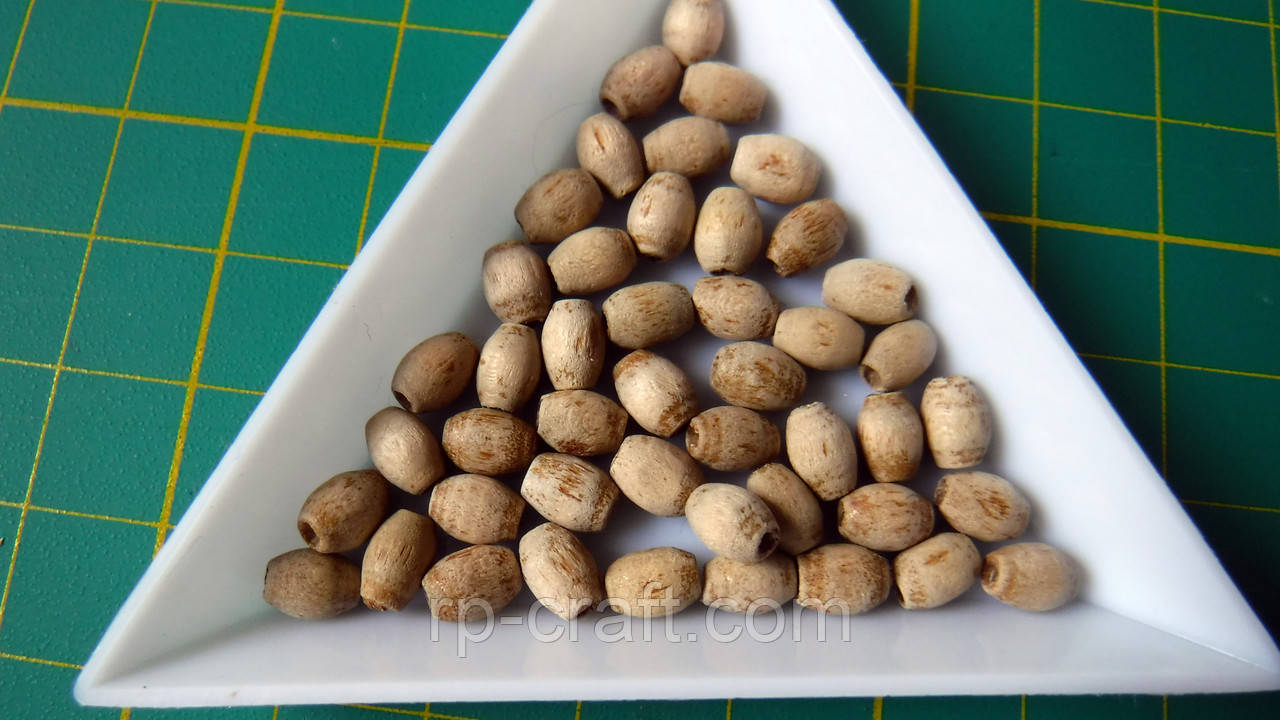 Намистинка дерев'яна . Овал, світле дерево, 5х6 мм, фото 1