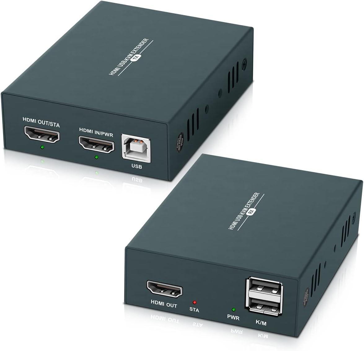 GREATTEK HDMI KVM-подовжувач через Ethernet Cat5e/6/7, 165 футів/50 м, HDMI KVM USB-подовжувач 1080P при 60 Гц, фото 1
