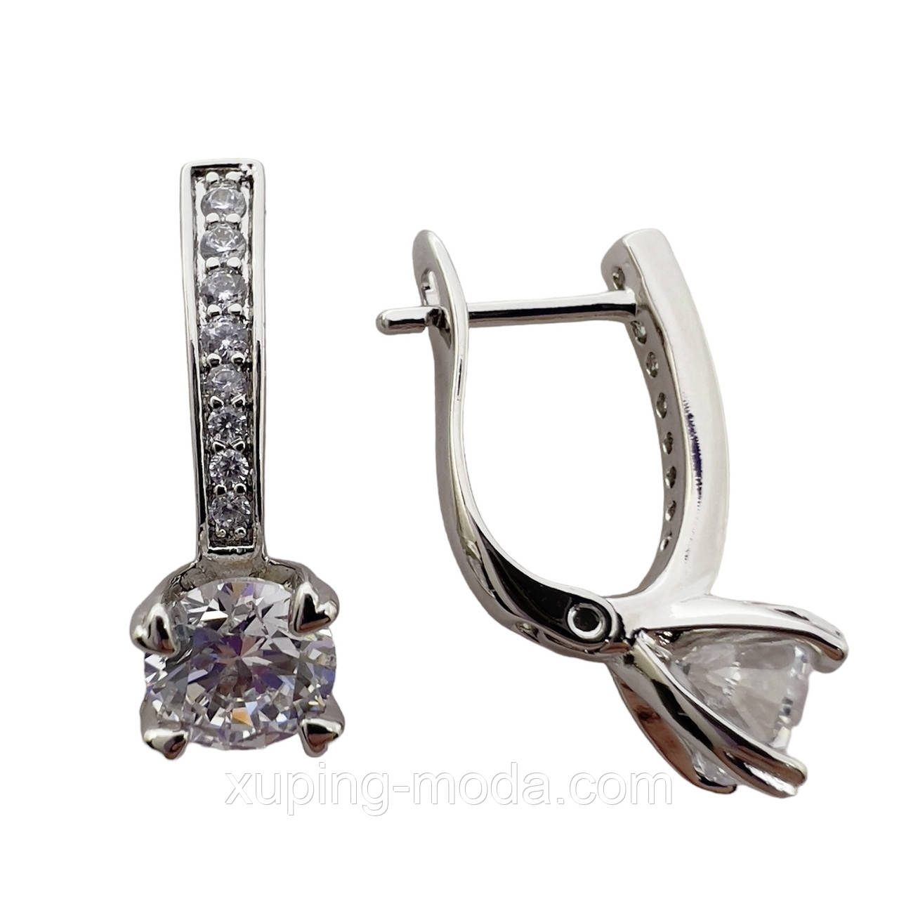 Сережки жіночі xuping. 15х5 мм. Родій