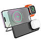 Зарядка Qi HOCO Geek folding 3-in-1 magnetic wireless fast charger CQ1 (iWatch/phone/earphone, 15WQi, 27W, фото 3