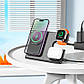 Зарядка Qi HOCO Geek folding 3-in-1 magnetic wireless fast charger CQ1 (iWatch/phone/earphone, 15WQi, 27W, фото 7