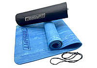 Коврик для йоги и фитнеса PER Premium Mat 8 мм синий + Чехол