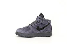 Чоловічі зимові кросівки Nike Air Force 1 Winter Grey Взуття Найк Аір Форс 1 високі сірі замшеві з хутром зима, фото 4