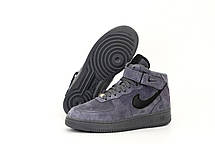 Чоловічі зимові кросівки Nike Air Force 1 Winter Grey Взуття Найк Аір Форс 1 високі сірі замшеві з хутром зима, фото 6