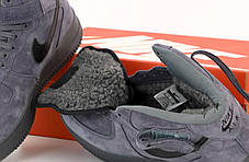 Чоловічі зимові кросівки Nike Air Force 1 Winter Grey Взуття Найк Аір Форс 1 високі сірі замшеві з хутром зима, фото 3