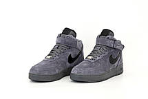 Чоловічі зимові кросівки Nike Air Force 1 Winter Grey Взуття Найк Аір Форс 1 високі сірі замшеві з хутром зима, фото 5