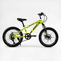 Спортивный горный велосипед 20 дюймов CORSO SPIRIT TK-20930 7 скоростей Shimano / желтый
