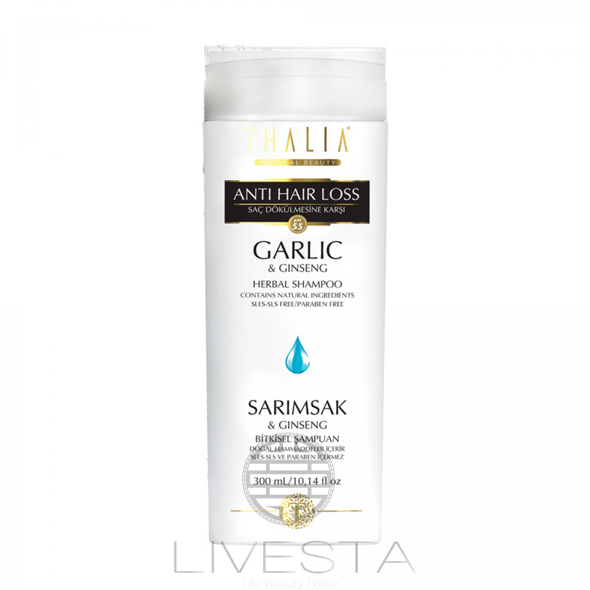 Шампунь безсульфатний з екстрактами часнику і женьшеню Тhalia, 300 мл (3601001), фото 1