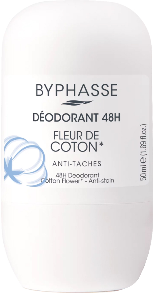 Роликовий дезодорант з бавовною Byphasse 48H Cotton Flower Deodorant 50 ml ( оригінал оригінал Іспанія), фото 1