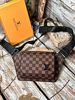 Мужская поясная сумка бананка Louis Vuitton CK3428 коричневая