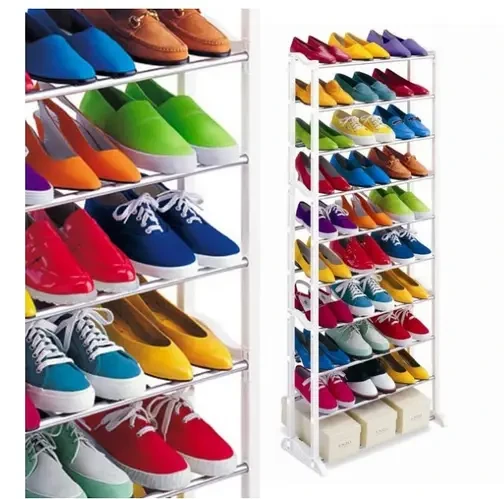 Полка-органайзер для хранения обуви в прихожую для 30 пар , Подставка металлическая под обувь 10 полок 140х50 - фото 6 - id-p2068431753