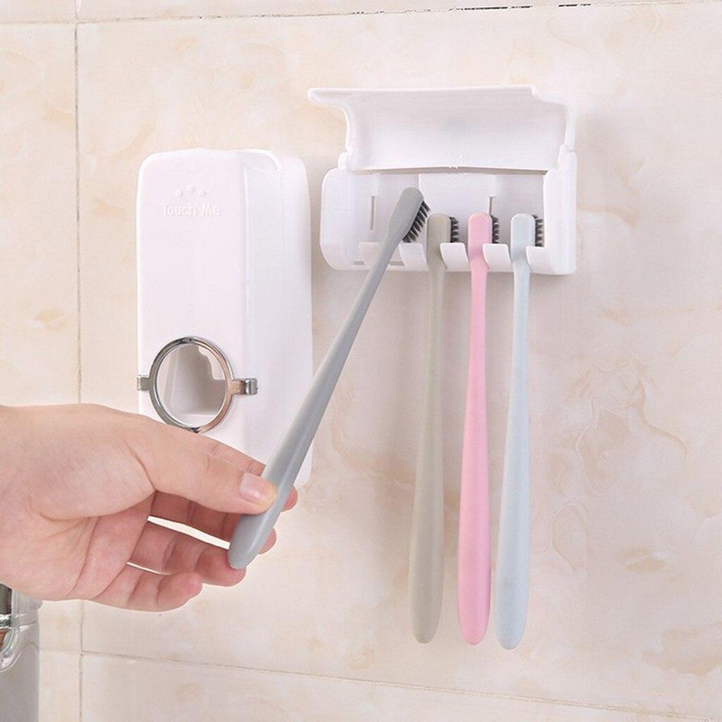 Подвесной дозатор для зубной пасты и держатель для зубных щеток 2в1 toothpaste, Подставка для зубных щеток - фото 6 - id-p2068431772