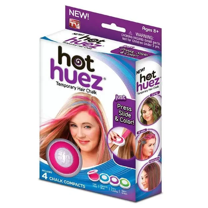 Набор мелков для временного и быстрого окрашивания волос 4 цвета Hot Huez, Мелки цветные для волос 4 шт - фото 7 - id-p2068431892