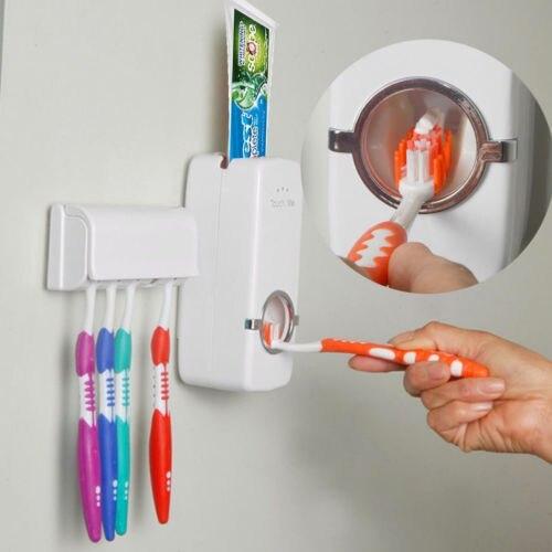 Диспенсер для зубных щеток и пасты 2в1 , Настенный органайзер для пасты и зубных щеток toothpaste dispense - фото 9 - id-p2068431928