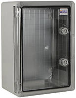 Корпус из АБС-пластика, ударопрочный, с монтажной панелью, прозрачная дверца, 25*35*15, IP65, серии UBox