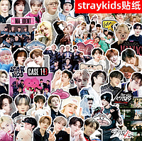 Набір багаторазових вінілових наклейок Стрей Кідс Stray Kids кейпоп54op фан 60 шт. стикербомбінг на автотелефон