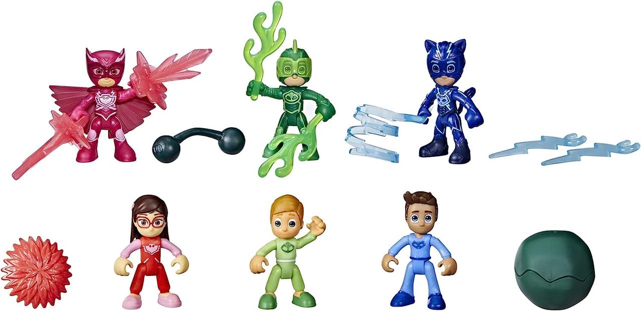 Набір герої в масках 6 фігурок і 11аксесуарів PJ Masks Nighttime Heroes