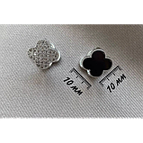 Сережки конюшини двосторонні чорні сріблясті сережки конюшини Ван Кліф (АА), фото 2