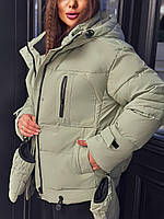 Теплая зимняя куртка Цвета: черный, белый, беж, розовый, оливка Ткань плащёвка + биопух Размеры 42,44,46,48,50