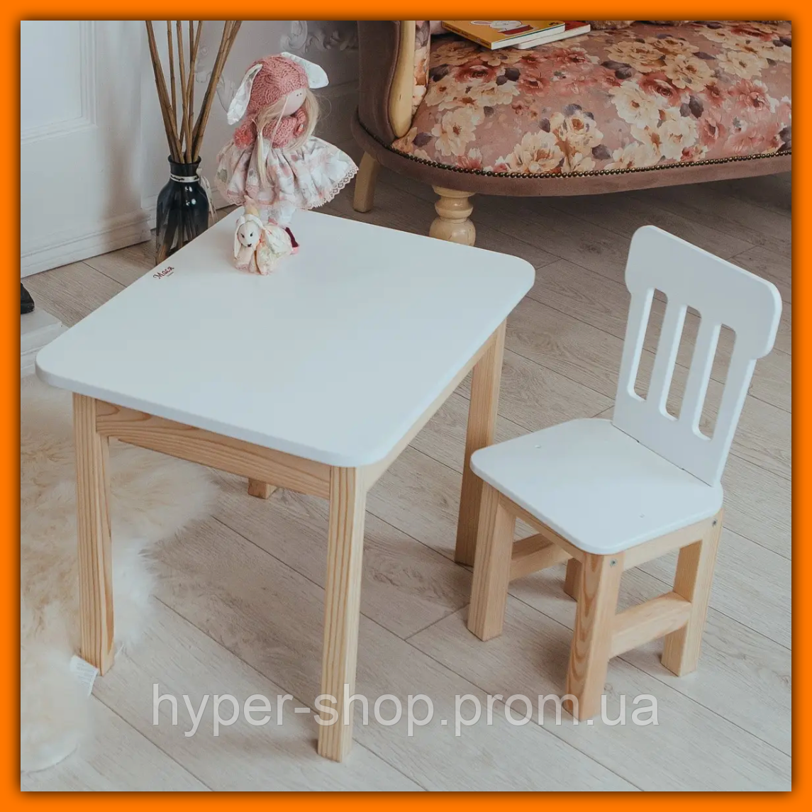 Дитячий столик зі стільчиком із шухлядою для олівців і розмальовок із дерева, набори дитячих меблів столик стілець