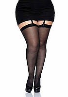 Прозорі панчохи зі швом Leg Avenue Sheer backseam stockings Black, plus size