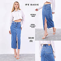 Женская джинсовая юбка длинная с разрезом спереди It`s Basic 36 размер