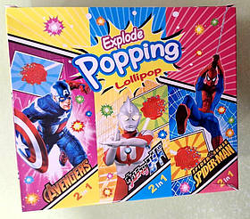 Льодяник на паличці Супергерої з вибуховою карамеллю 10 г 30 штук (термін 02.05.2025)