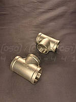 Трійник різьбовий нержавіючий DN32 (1"1/4) рівнопрохідний, н/ж сталь AISI304, PN10 (150 PSI), різьба BSPP