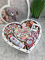 Набор подарочный со сладостями для девушки бокс в форме сердца для жены, мамы, ребенка Nbox-100