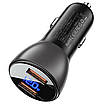 АЗУ Acefast B7 metal car charger 45W (USB-A + USB-A) with digital display, фото 2