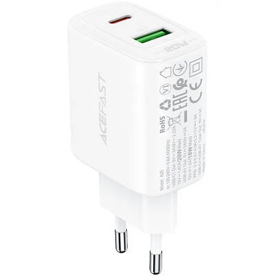 СЗУ Acefast A25 PD20W (USB-C+USB-A) dual port