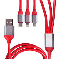 Кабель 3 в 1 USB - Micro USB/Apple/Type C (Red) (3 в 1 Rd)