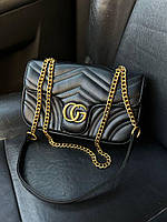 Женская сумка Gucci черная, сумка Гуччи, брендовая сумка, кросс боди, стеганая сумка, клатч, модная сумка