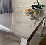 Пленка м'яке скло (захитування на стіл) скатертина на стіл Crystal 2 мм Прозора синіконова скатертина, фото 3