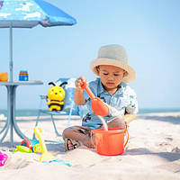Комплект дитячих сидінь і столу з регульованим парасолькою для пікніка, пляжу, кемпінгу