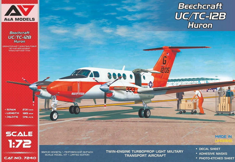 Пластикова модель 1/72 A&A Models 7240 американський вантажно-пасажирський літак Beechcraft UC-12B/TC-12B