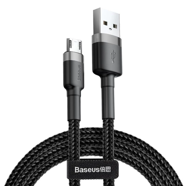 Кабель Baseus MicroUSB Cafule 2.4A/1m Black/Grey, фото 1